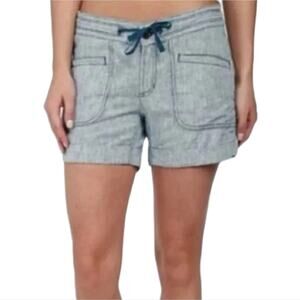The North Face Larisen Blue Stripe Linen Lightweight Bottoms Shorts Cuff Size 12